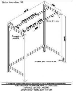 Portique boucherie 1800x850x1950mm